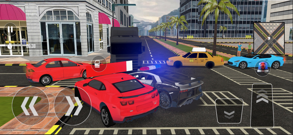 US Police Car Chase Driving 3D - Gameplay of a police car chasing a red sports car in a 3D city environment