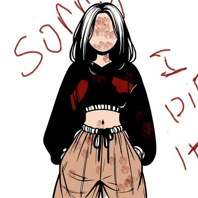 realistic girl faceless with baggy pants and a crop top