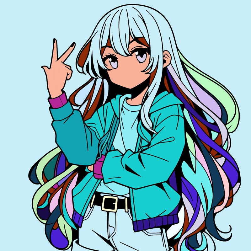 one anime girl with long hair and a cool pose