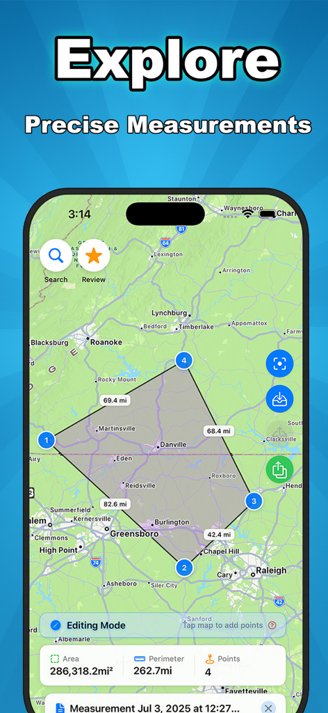 Property Survey GPS - Screenshot of Property Survey GPS app showing precise land area and perimeter measurement tools on a map