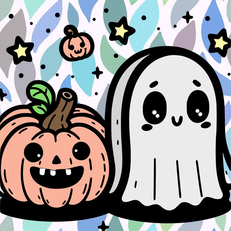 cute pumpkin and ghost
