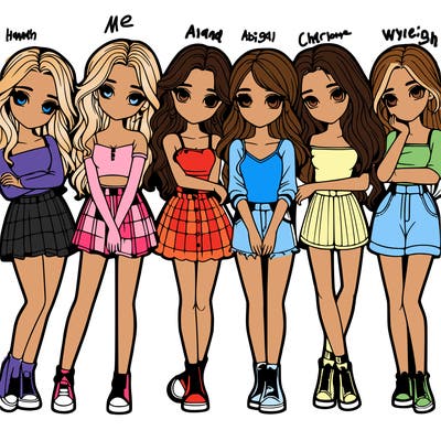 a group of girls realistic