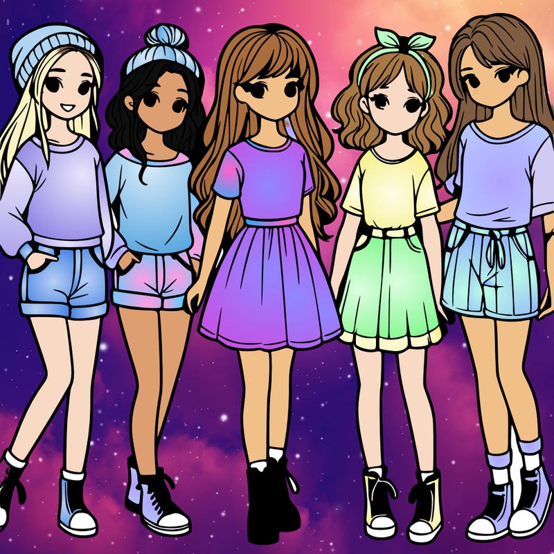 a group of five girls