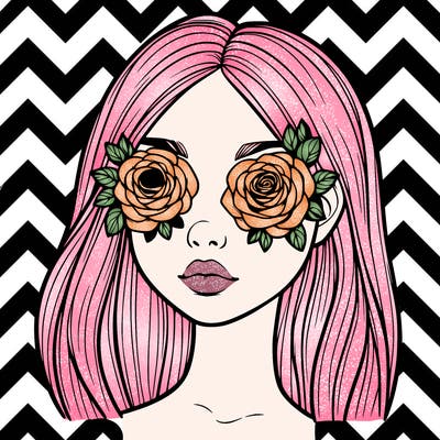 a realistic girl with roses for eyes