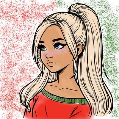 realistic girl with a high ponytail