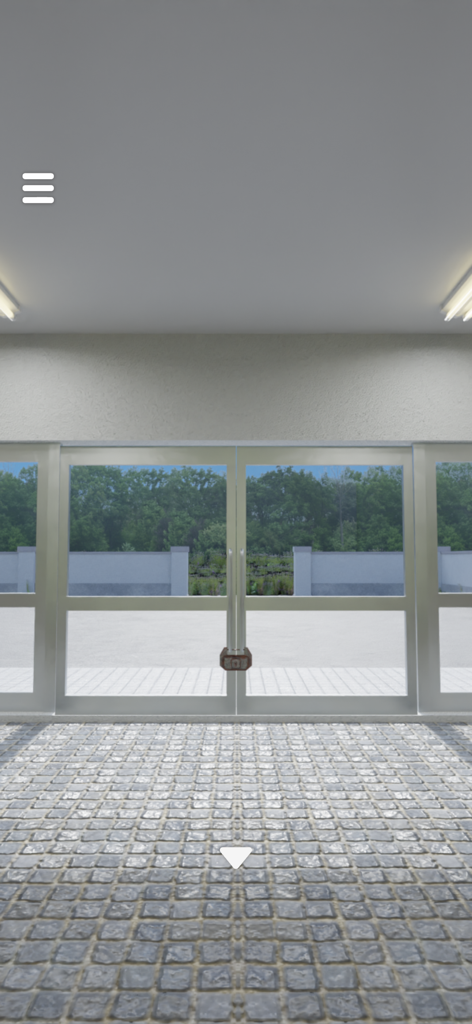 脱出ゲーム文化祭アプリのロックされたガラスの入り口ドア。