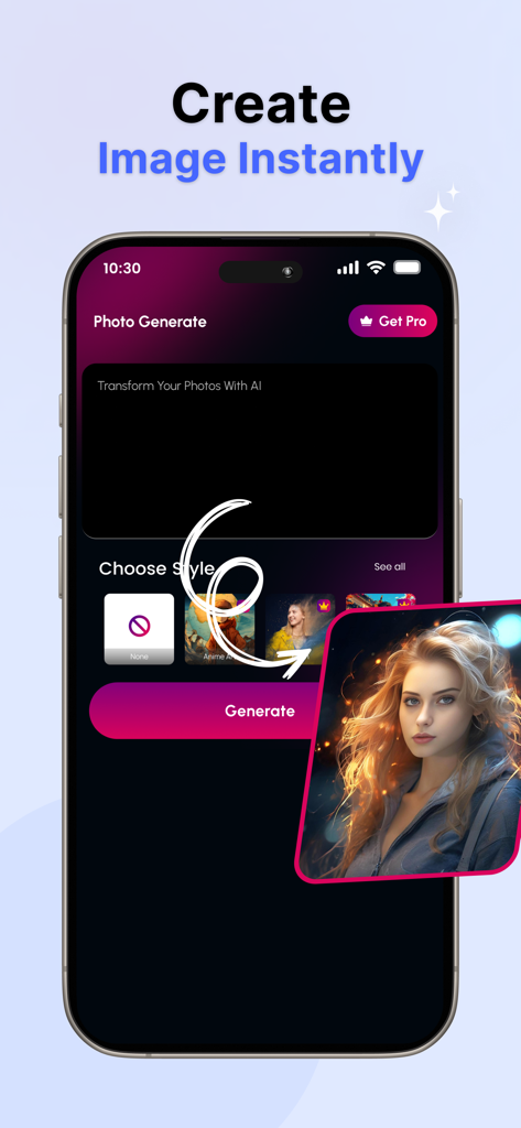 Jasper - AI video Generator - The Jasper AI app interface for creating images instantly with text prompts and style options