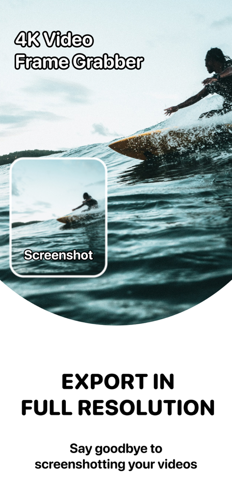 Comparison between a standard mobile screenshot and a high quality 4K video frame export from the Frame Grabber app.