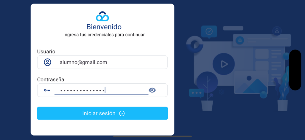 Nimbus GED - Nimbus GED app login screen for students and teachers with Spanish language interface