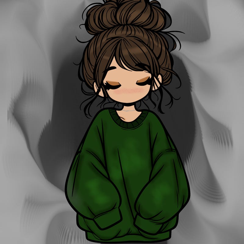 girl with baggy sweatshirt and messy bun