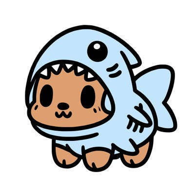 cute dog wearing a shark costume