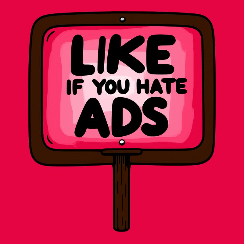 a sign that says like if you hate ads
