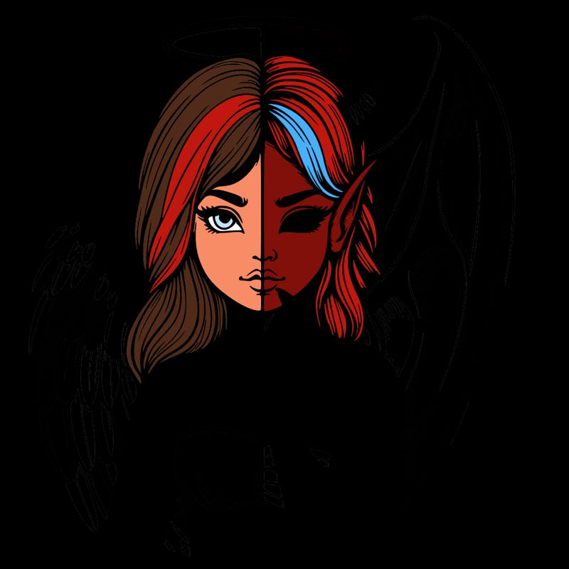 realistic angel half demon