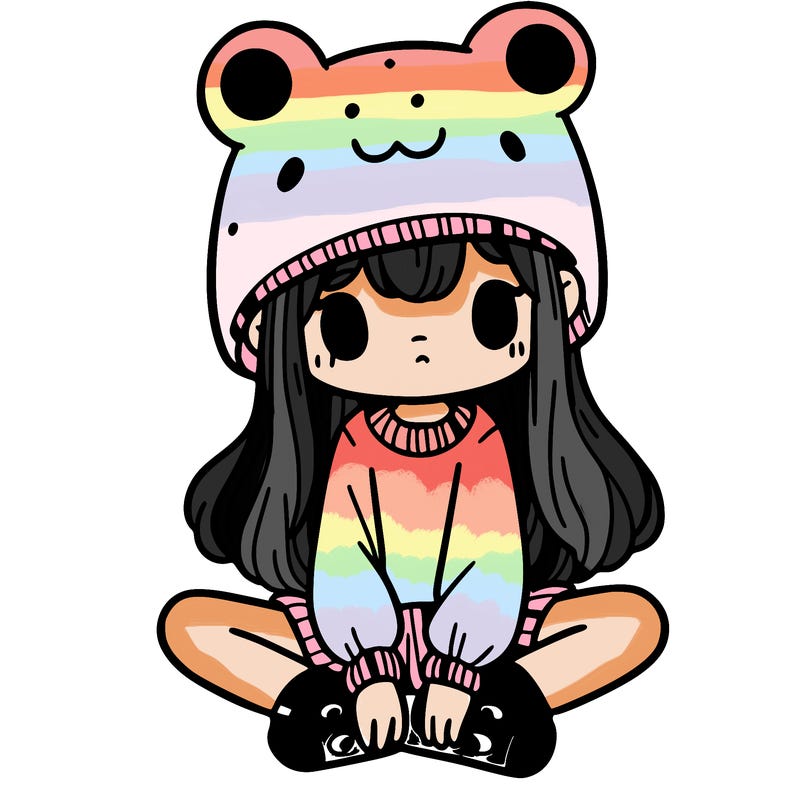 a girl wearing a frog hat and some frog socks