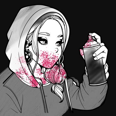 a realistic girl, spray painting
