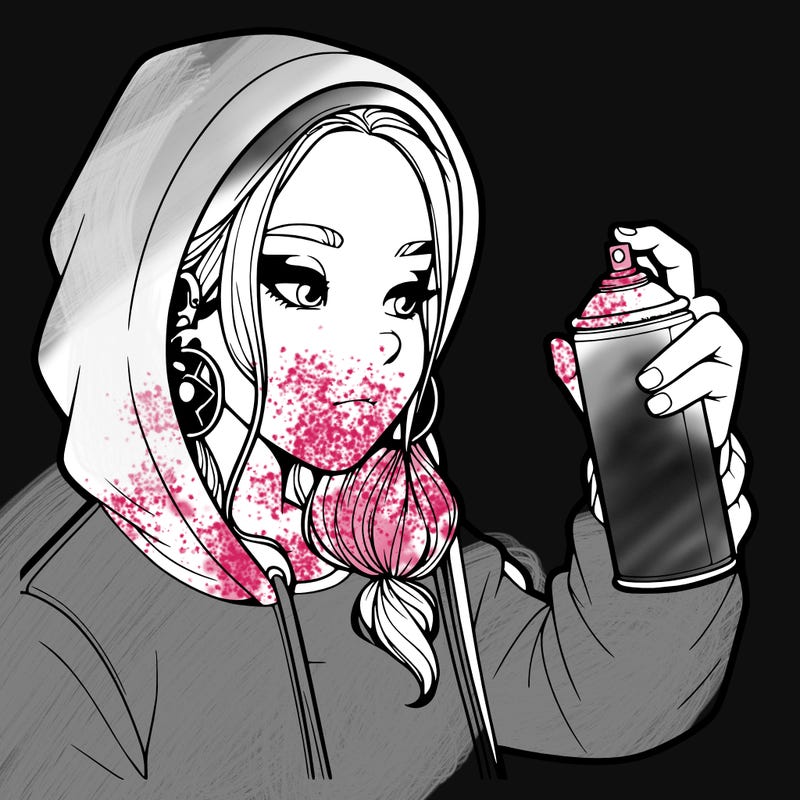 a realistic girl, spray painting