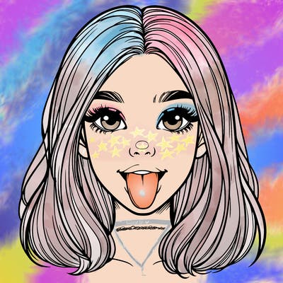 realistic girl with her tongue out