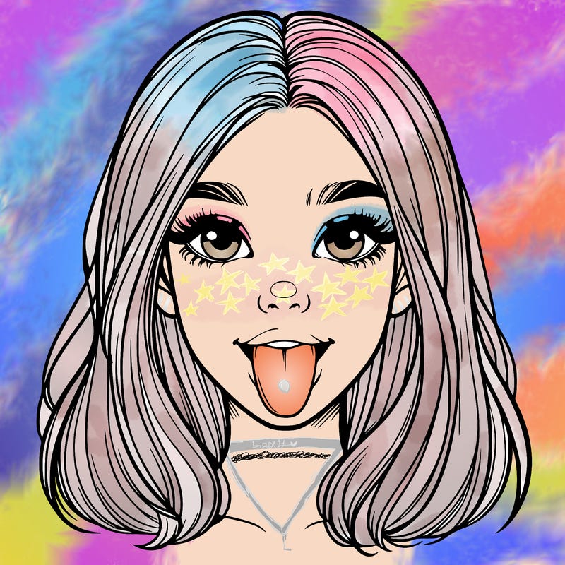 realistic girl with her tongue out