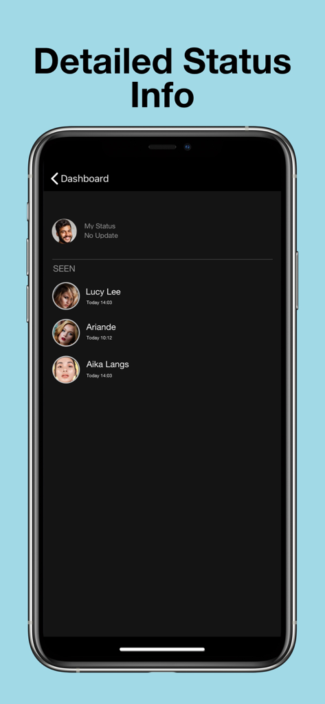 A smartphone screen showing the list of people who viewed a WhatsApp status update