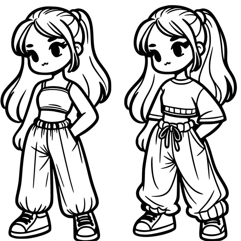 girl in crop top and baggy pants