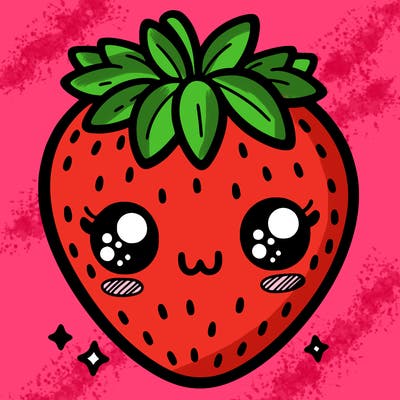 strawberry with cute face