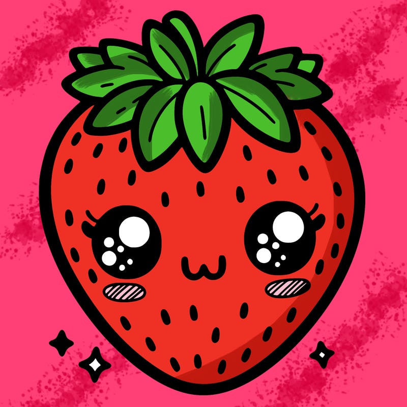 strawberry with cute face
