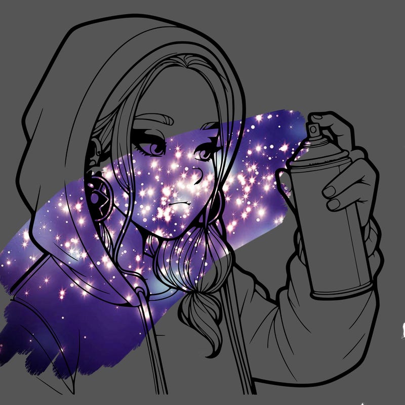 a realistic girl, spray painting