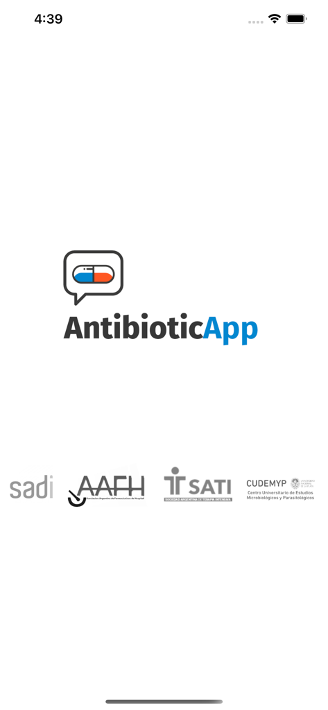 AntibioticApp - AntibioticApp splash screen with medical society logos