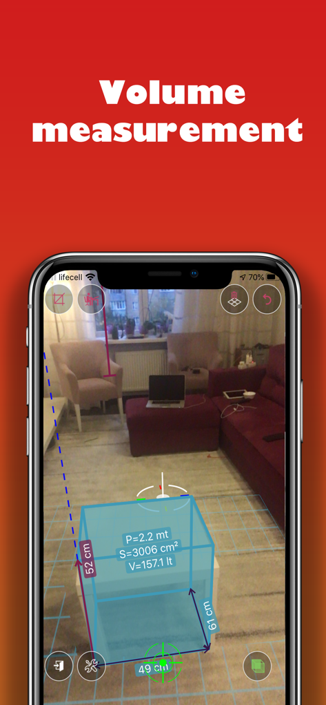 Ruler • - Una aplicación móvil que usa RA para medir el volumen y las dimensiones de una caja 3D en una habitación.