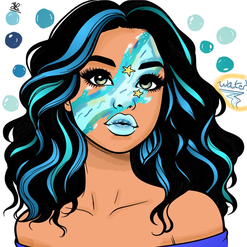 realistic girl with wavy hair and lips