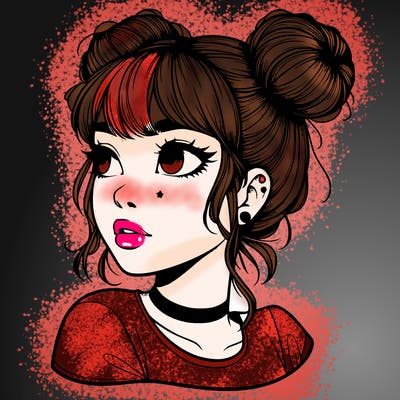 realistic girl with spacebuns