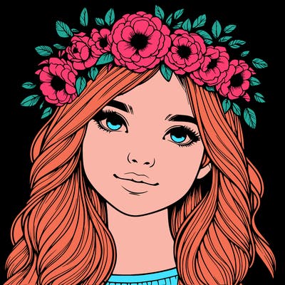 realistic girl with flower crown