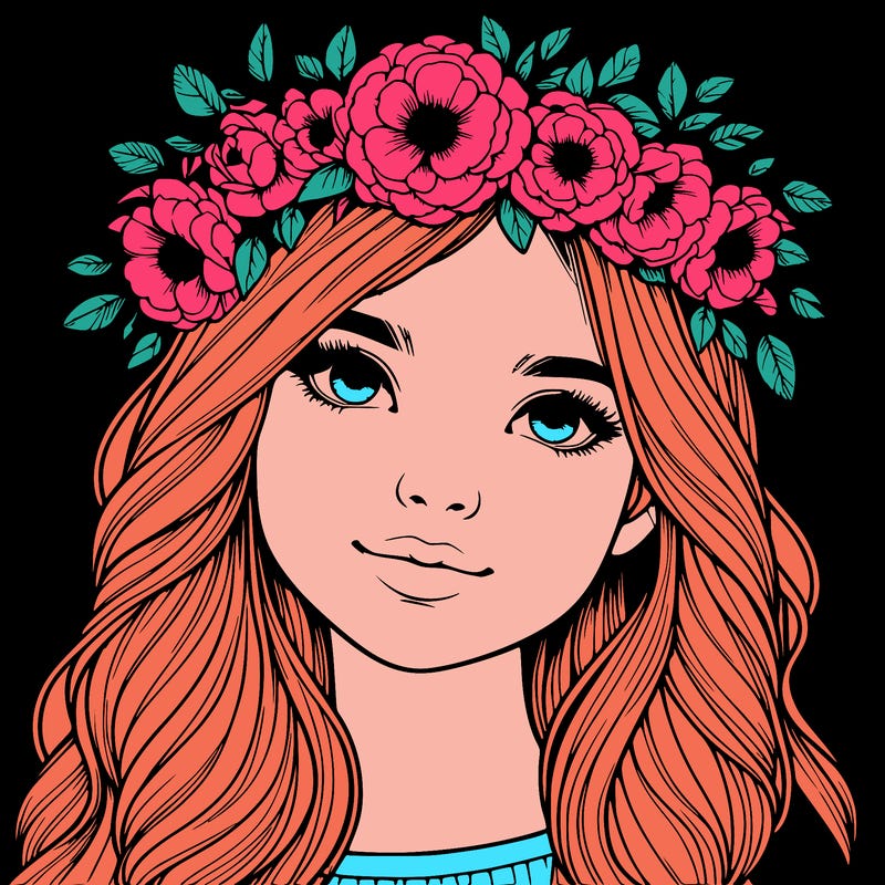 realistic girl with flower crown