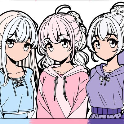 three girls anime