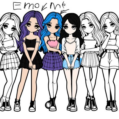 a group of girls realistic