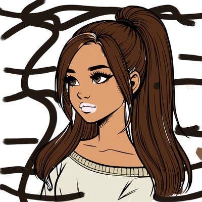 realistic girl with a high ponytail