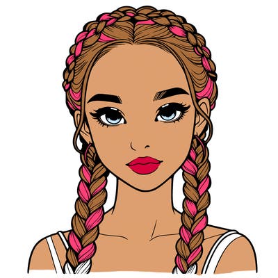 realistic girl with braids