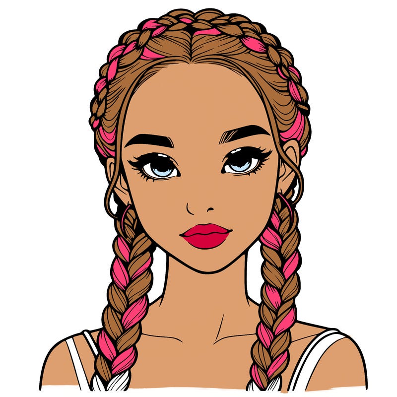 realistic girl with braids