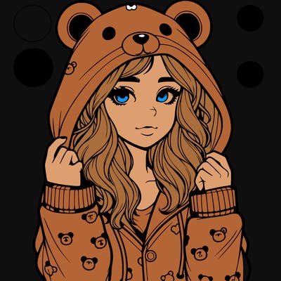 realistic girl in a animal pjs hoodie