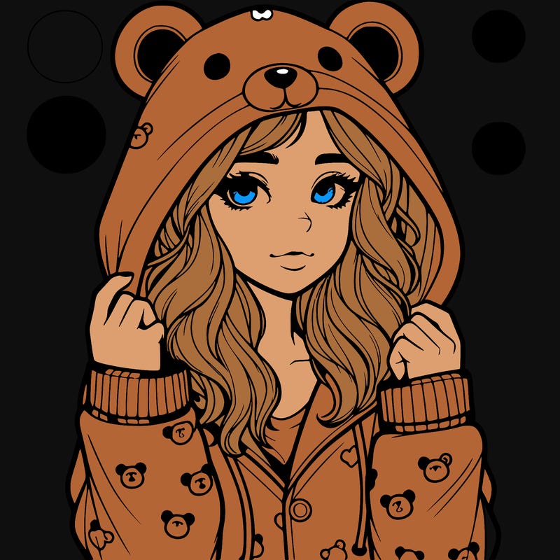 realistic girl in a animal pjs hoodie