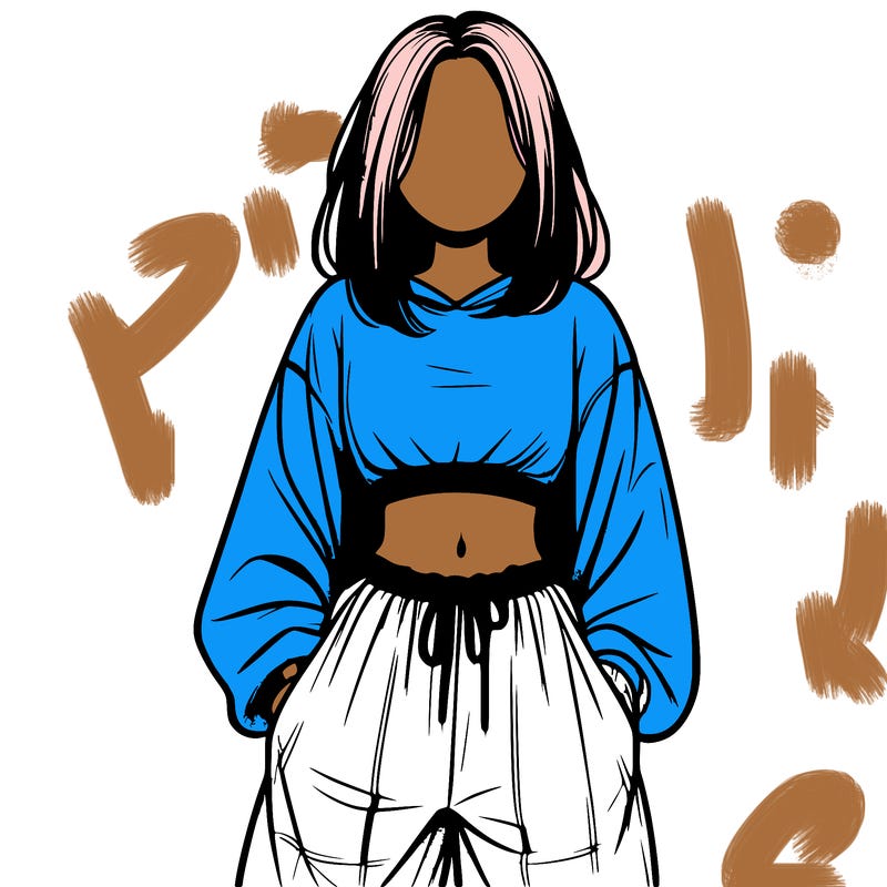 realistic girl faceless with baggy pants and a crop top