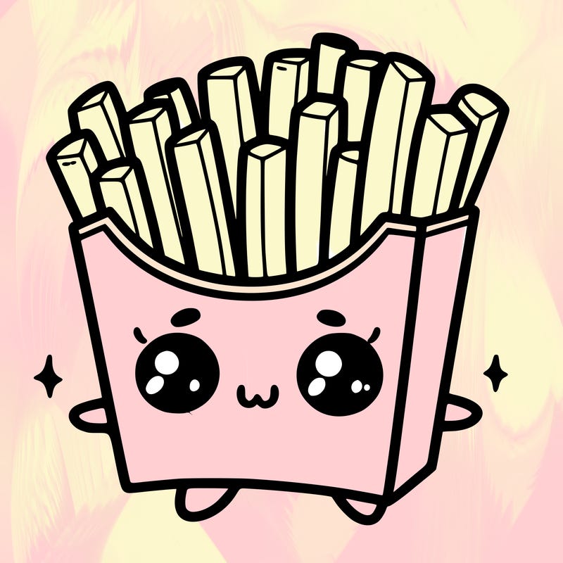 a cute. french fries