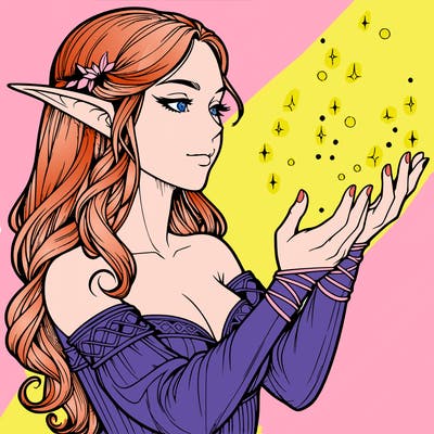 realistic elf girl doing magic