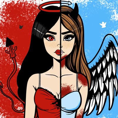 devil vs angel realistic girl