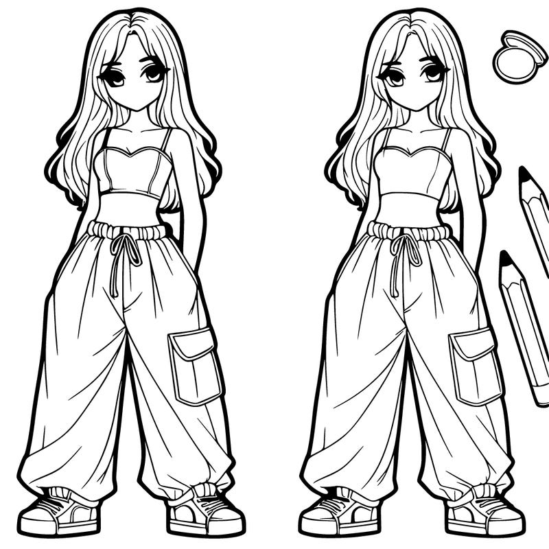 girl in crop top with baggy pants