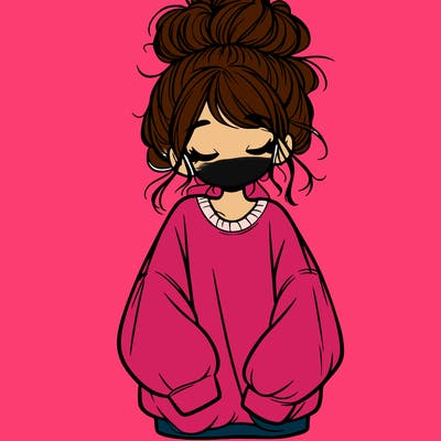 girl with baggy sweatshirt and messy bun
