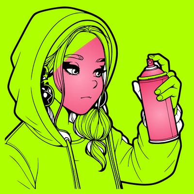 a realistic girl, spray painting
