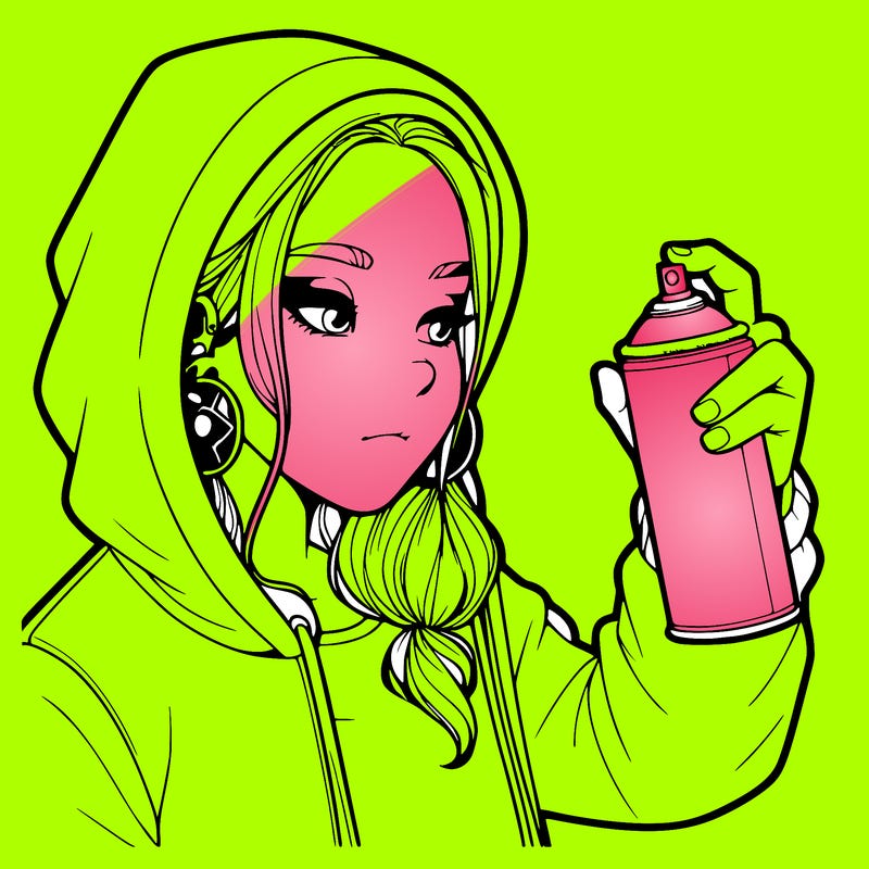 a realistic girl, spray painting