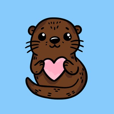 otter with a heart