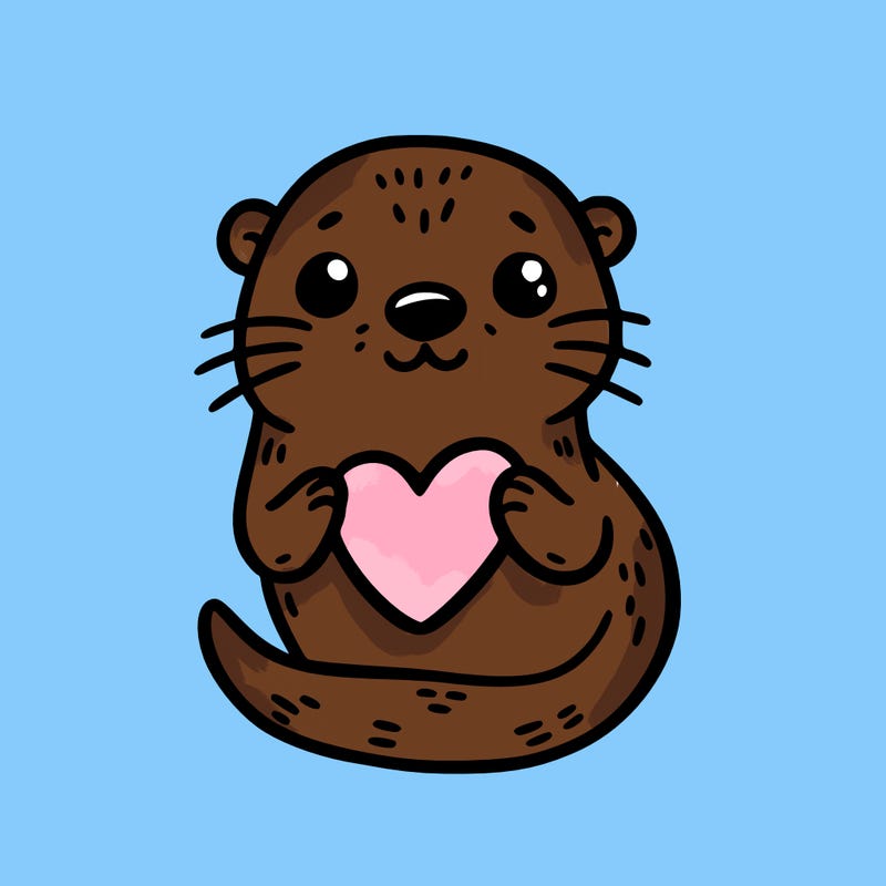 otter with a heart